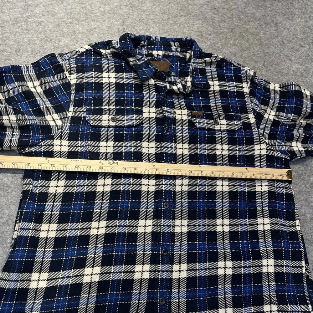 Orvis Flannel Shirt Mens XXL Long Sleeve Plaid Cotton Blue White